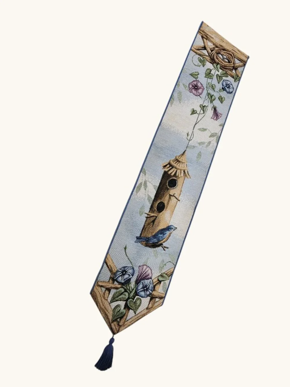 Spring Bird Nest Bell Pull • Tapestry Wall Hanging • 41.5